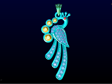 Ciondolo pavone - Ciondolo uccello - Ciondolo diamante - N1124 Modello di stampa 3D