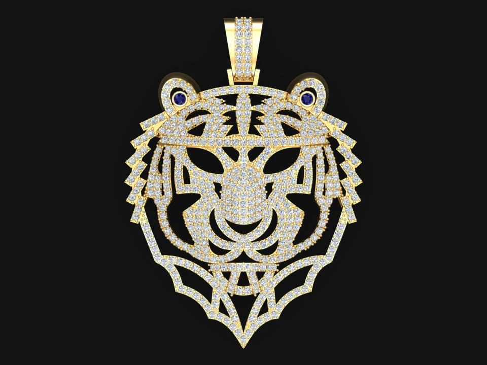 Tiger Pendant - Mens Pendant - N5218 3D Print Model .c4d .max .obj .3ds .fbx .stl .blend