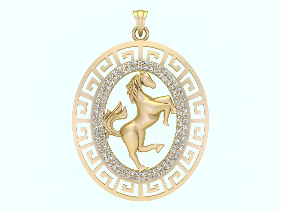 Horse Pendant - Mens Pendant - N162 3D Print Model .c4d .max .obj .3ds .fbx .stl .blend 