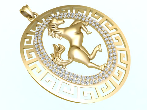 Horse Pendant - Mens Pendant - N162 3D Print Model