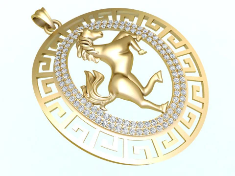 Horse Pendant - Mens Pendant - N162 3D Print Model