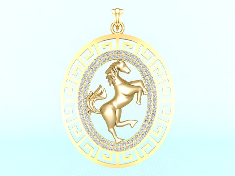 Horse Pendant - Mens Pendant - N162 3D Print Model