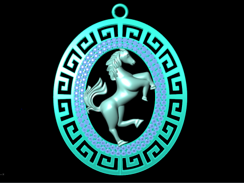 Horse Pendant - Mens Pendant - N162 3D Print Model