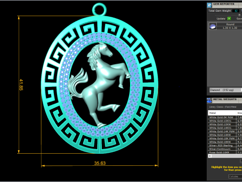 Horse Pendant - Mens Pendant - N162 3D Print Model