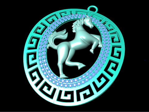 Horse Pendant - Mens Pendant - N162 3D Print Model