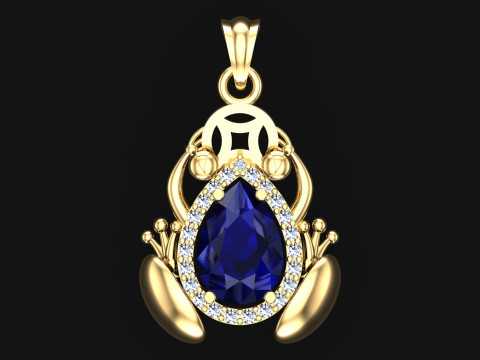 ヒキガエル ペンダント - ダイヤモンド ペンダント - レディース ペンダント - N312 3Dプリントモデル