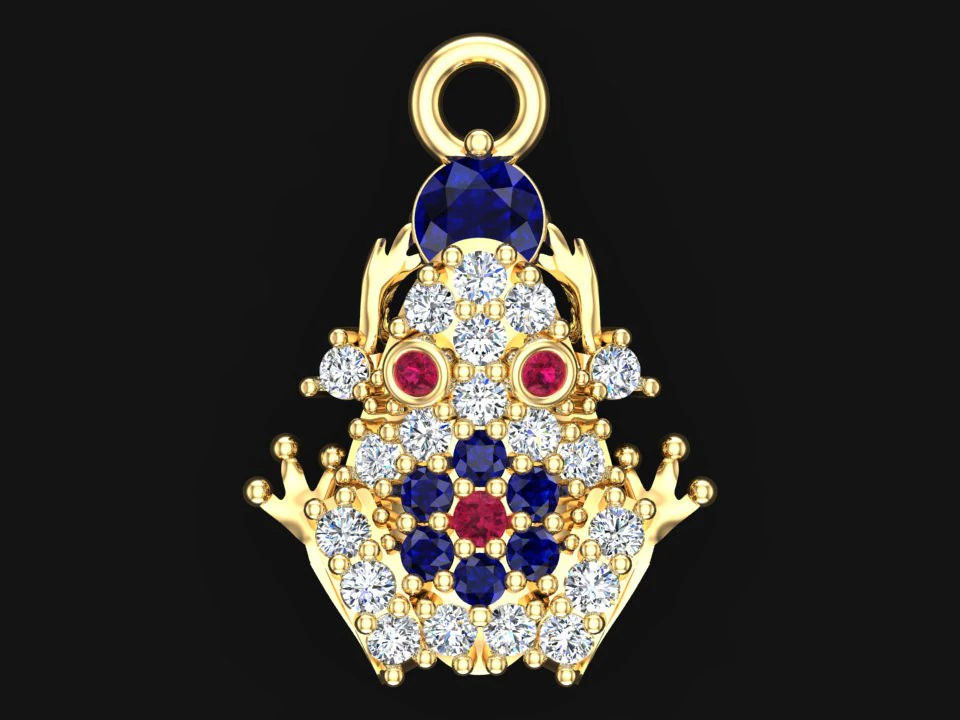 Toad pendant - Diamond pendant - Womens pendant - N357 3D Print Model .c4d .max .obj .3ds .fbx .stl .blend