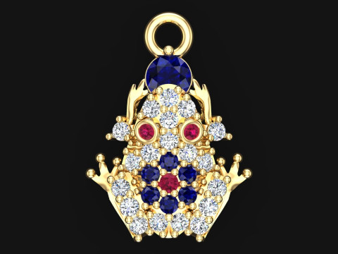 蟾蜍吊坠 - 钻石吊坠 - 女士吊坠 - N357 3D 打印模型