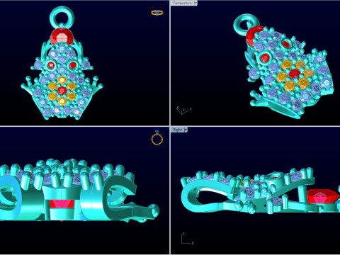 Krötenanhänger - Diamantanhänger - Damenanhänger - N357 3D Druckmodell