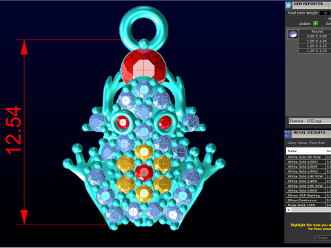 Krötenanhänger - Diamantanhänger - Damenanhänger - N357 3D Druckmodell