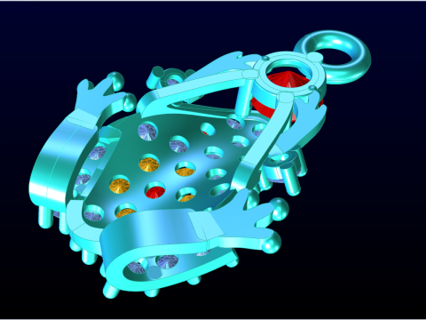 Krötenanhänger - Diamantanhänger - Damenanhänger - N357 3D Druckmodell