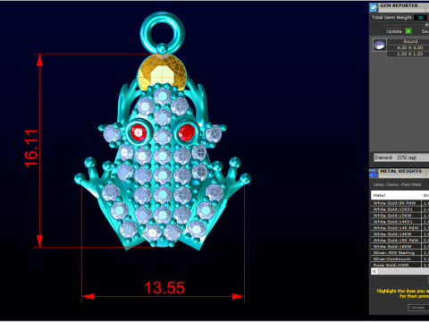 Toad pendant - Diamond pendant - Womens pendant - N409 3D Print Model