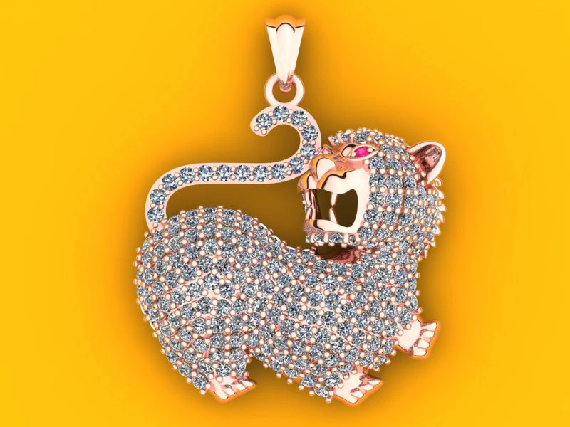 Tiger pendant - Diamond pendant - N263 3D Print Model .c4d .max .obj .3ds .fbx .stl .blend 