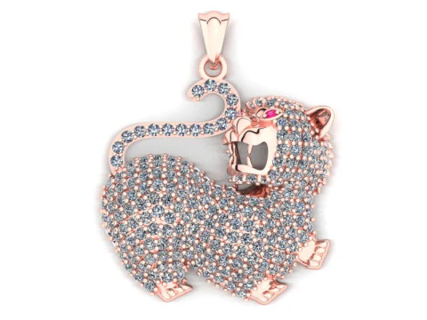 Tiger pendant - Diamond pendant - N263 3D Print Model