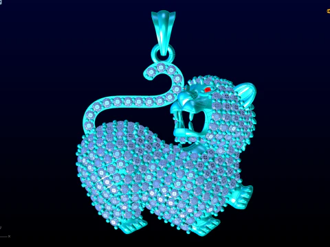 Tiger pendant - Diamond pendant - N263 3D Print Model