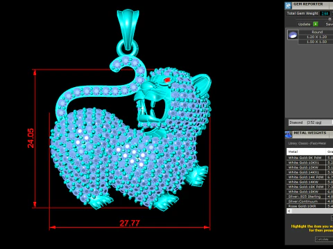 Tiger pendant - Diamond pendant - N263 3D Print Model