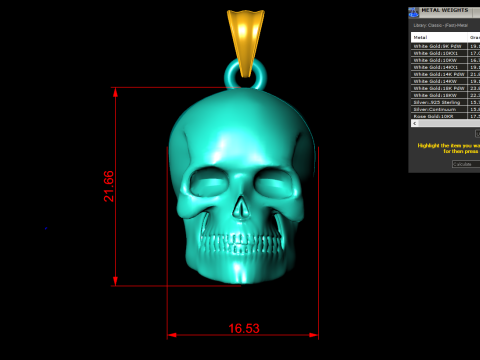 Zawieszka z ludzką czaszką - Zawieszka z czaszką - Zawieszka męska - N1159 Model do druku 3D