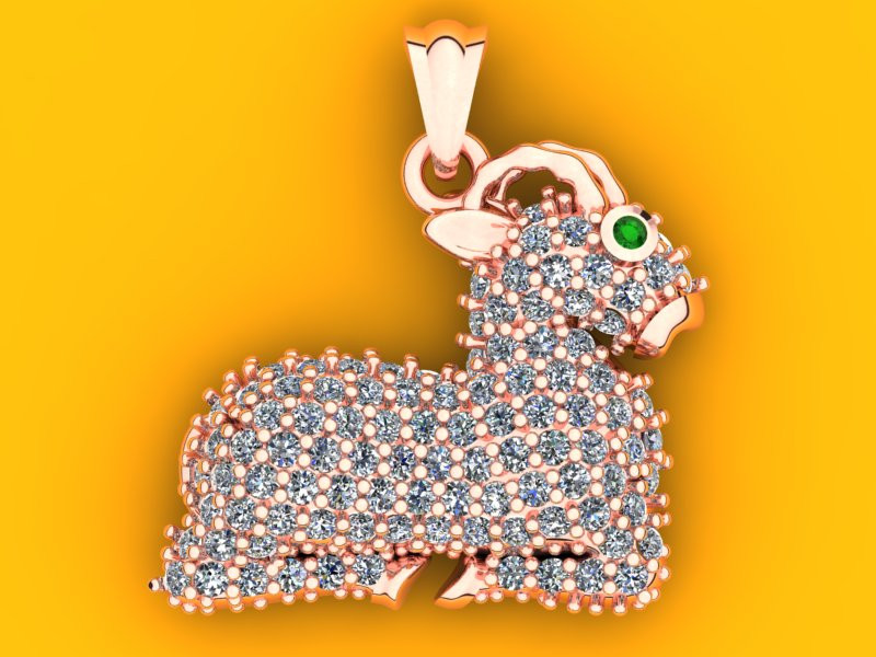 ヤギペンダント - N775 3Dプリントモデル .c4d .max .obj .3ds .fbx .stl .blend 