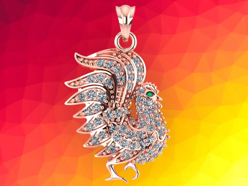Chicken Pendant - N797 3D Print Model .c4d .max .obj .3ds .fbx .stl .blend