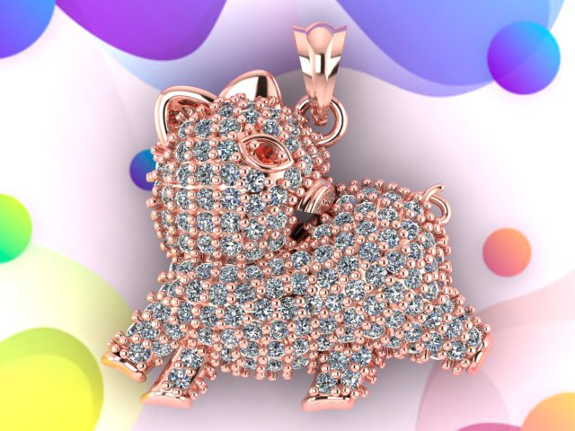Pig pendant - N798 3D Print Model .c4d .max .obj .3ds .fbx .stl .blend 