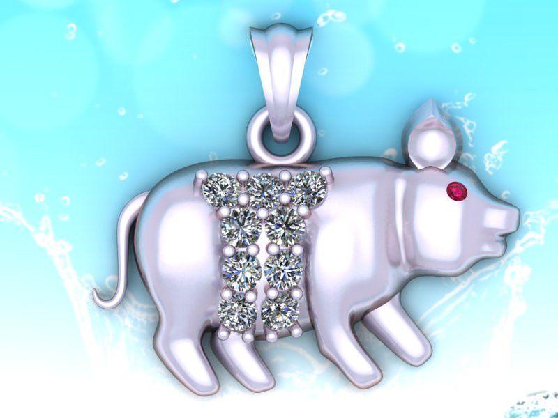 Ciondolo maiale - Ciondolo zodiaco - N5220 Modello di stampa 3D .c4d .max .obj .3ds .fbx .stl .blend 