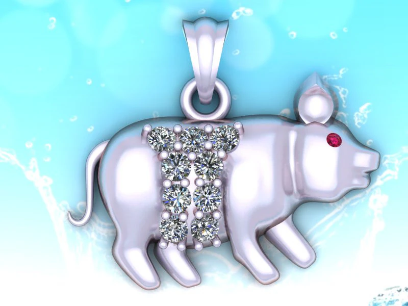 Pig pendant - Zodiac pendant - N5220 3D Print Model .c4d .max .obj .3ds .fbx .stl .blend 