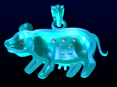 Ciondolo maiale - Ciondolo zodiaco - N5220 Modello di stampa 3D