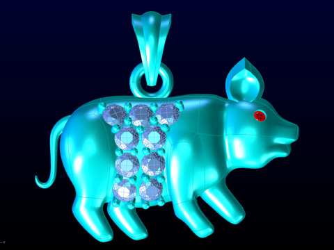 Ciondolo maiale - Ciondolo zodiaco - N5220 Modello di stampa 3D