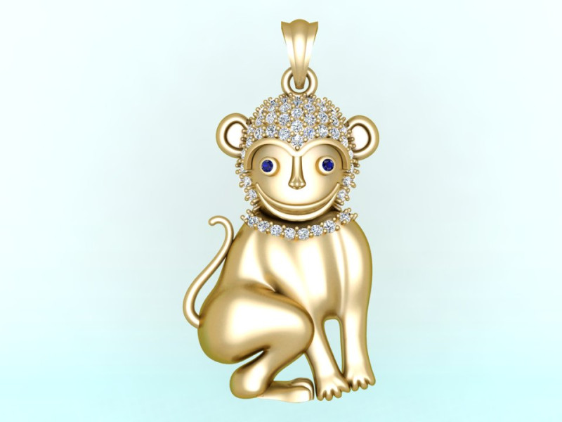 Affenanhänger - Sternzeichenanhänger - N104 3D Druckmodell .c4d .max .obj .3ds .fbx .stl .blend 