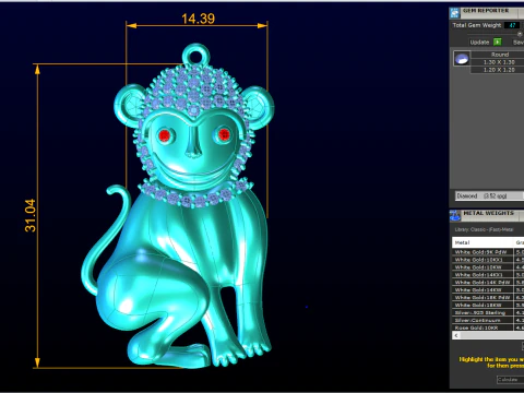 Monkey pendant - Zodiac pendant - N104 3D Print Model