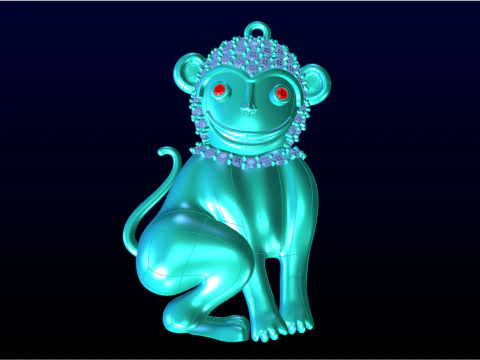 Monkey pendant - Zodiac pendant - N104 3D Print Model