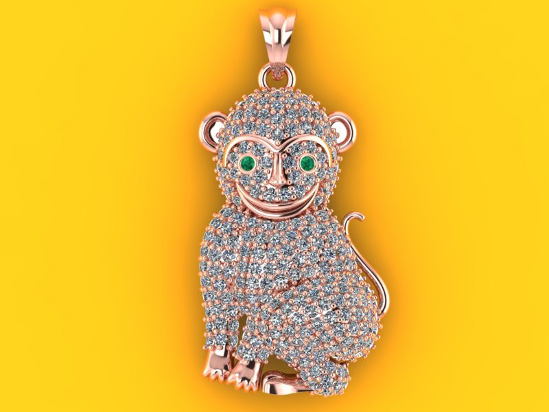 Pingente Macaco - Pingente Zodíaco - N311 Modelo de Impressão 3D .c4d .max .obj .3ds .fbx .stl .blend 