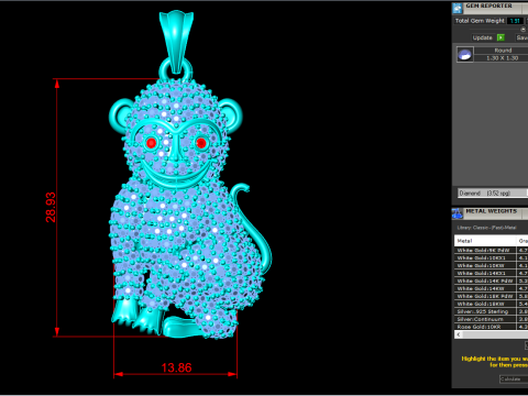 Pingente Macaco - Pingente Zodíaco - N311 Modelo de Impressão 3D