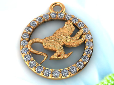 बंदर पेंडेंट - राशि चक्र पेंडेंट - N926 3D प्रिंट मॉडल