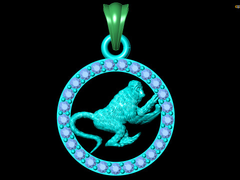 बंदर पेंडेंट - राशि चक्र पेंडेंट - N926 3D प्रिंट मॉडल
