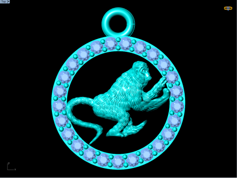 बंदर पेंडेंट - राशि चक्र पेंडेंट - N926 3D प्रिंट मॉडल