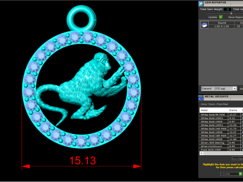 बंदर पेंडेंट - राशि चक्र पेंडेंट - N926 3D प्रिंट मॉडल