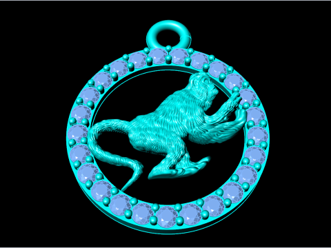 बंदर पेंडेंट - राशि चक्र पेंडेंट - N926 3D प्रिंट मॉडल