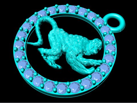 बंदर पेंडेंट - राशि चक्र पेंडेंट - N926 3D प्रिंट मॉडल