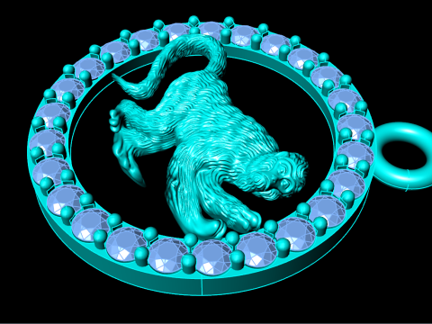 बंदर पेंडेंट - राशि चक्र पेंडेंट - N926 3D प्रिंट मॉडल