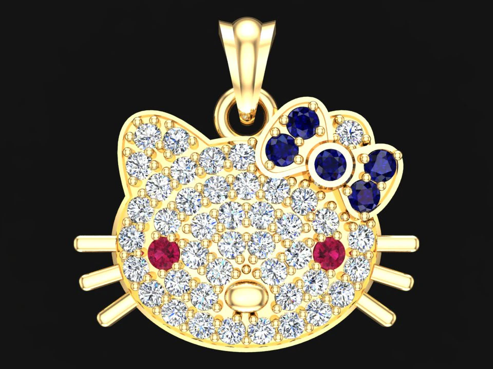Kitty pendant - Cat pendant - N734 3D Print Model .c4d .max .obj .3ds .fbx .stl .blend 