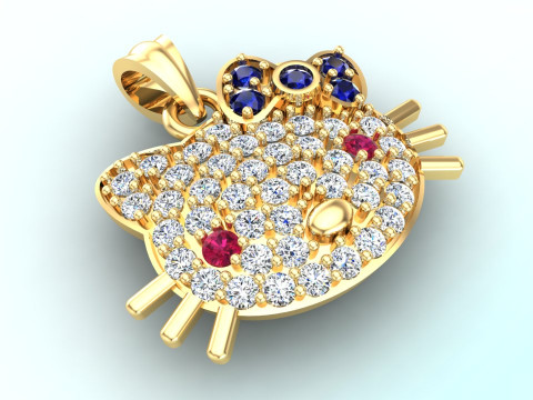 Kitty pendant - Cat pendant - N734 3D Print Model