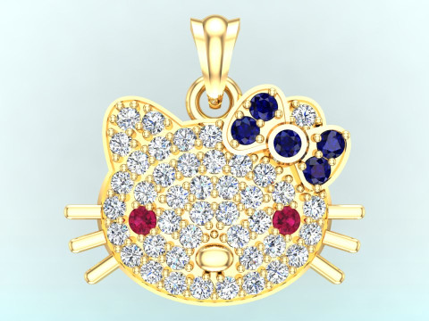 Kitty pendant - Cat pendant - N734 3D Print Model