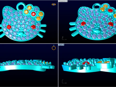 Kitty pendant - Cat pendant - N734 3D Print Model