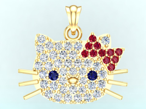 किटी पेंडेंट - बिल्ली पेंडेंट - N150 3D प्रिंट मॉडल