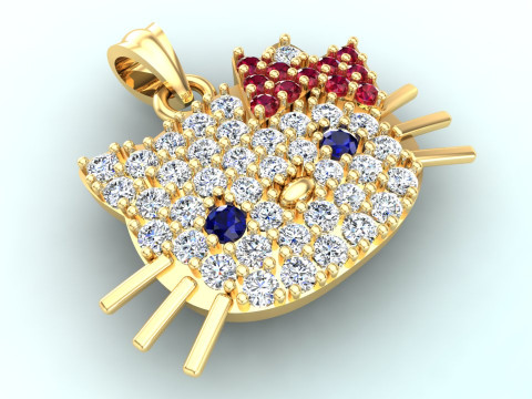 किटी पेंडेंट - बिल्ली पेंडेंट - N150 3D प्रिंट मॉडल