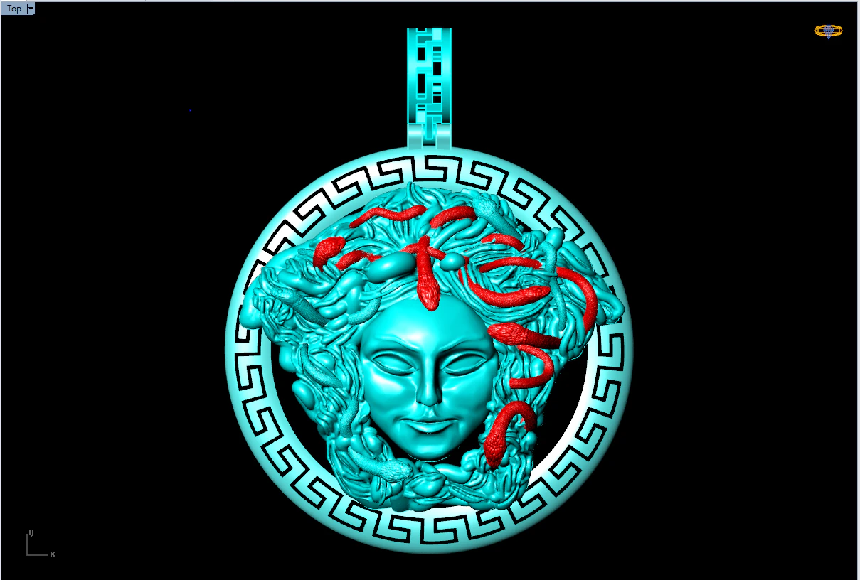 Medusa pendant - Human head pendant - Mythological pendant - N592 3D Print Model .c4d .max .obj .3ds .fbx .stl .blend 