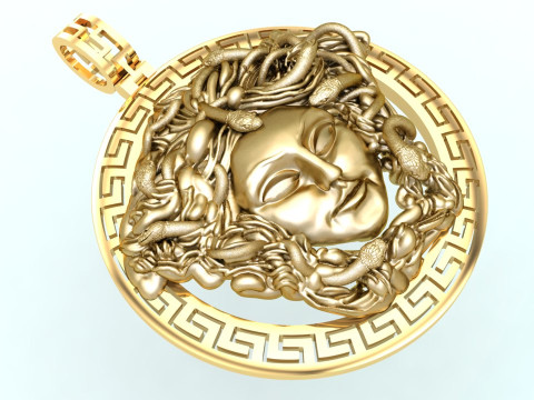 Medusa kolye ucu - İnsan kafası kolye ucu - Mitolojik kolye ucu - N592 3D Baskı Modeli