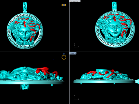 Medusa kolye ucu - İnsan kafası kolye ucu - Mitolojik kolye ucu - N592 3D Baskı Modeli