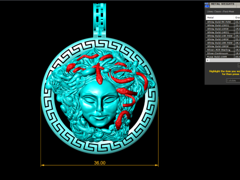 Medusa kolye ucu - İnsan kafası kolye ucu - Mitolojik kolye ucu - N592 3D Baskı Modeli